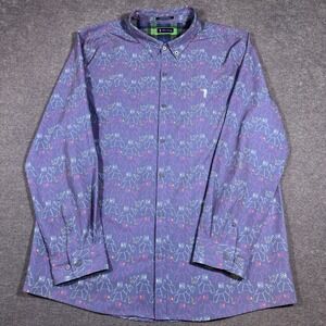 William Murray Button Down Shirt Men XL Purple Origami Dog Cocktail Golf Vented